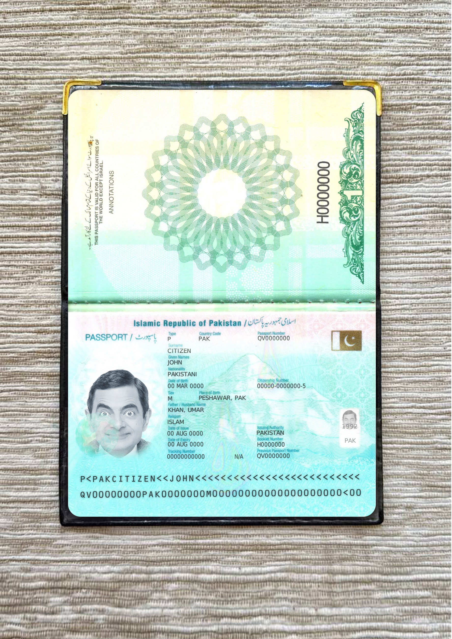 Pakistan passport 2023 present photolook PSD template